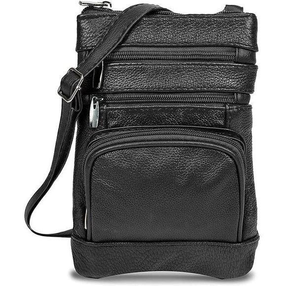 Leather Crossbody Purses, Multi Pocket Crossbody Purse With >:( - Picture 1 of 8